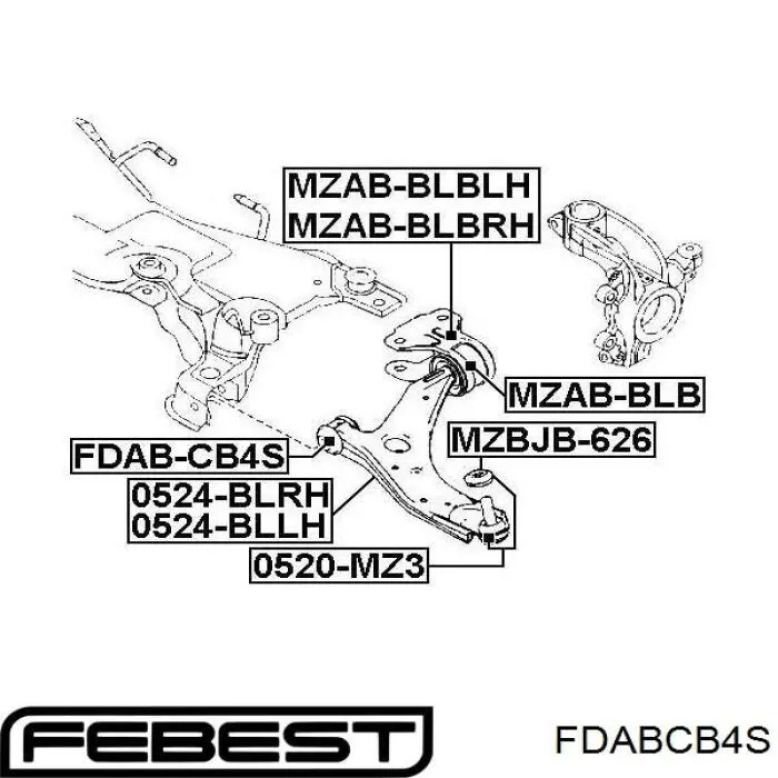 Купить FDABCB4S Febest Сайлентблок нижний передней подвески