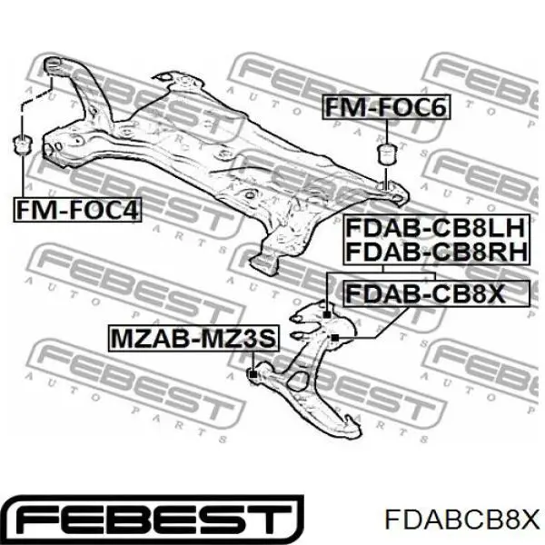 Купить FDABCB8X Febest Сайлентблок нижний передней подвески