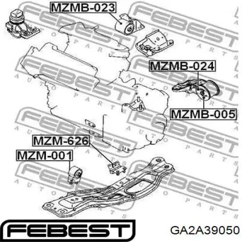 Гидроопора двигателя передняя Febest GA2A39050 цена, от 15.22 USD