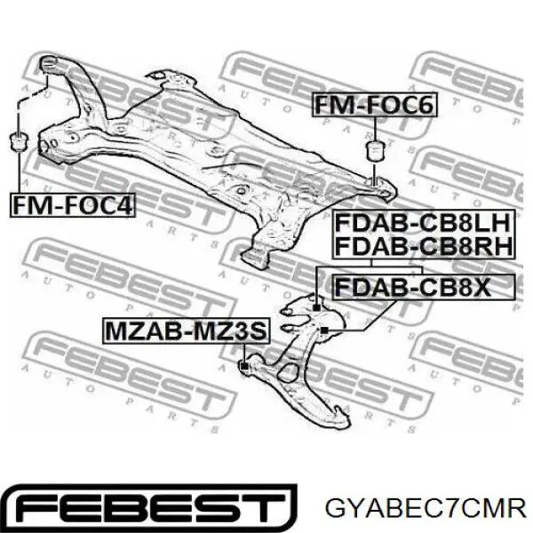 Suspensión, cuerpo del eje trasero GYABEC7CMR Febest