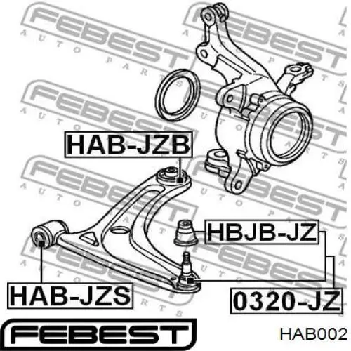 Купить HAB002 Febest Сайлентблок нижний передней подвески