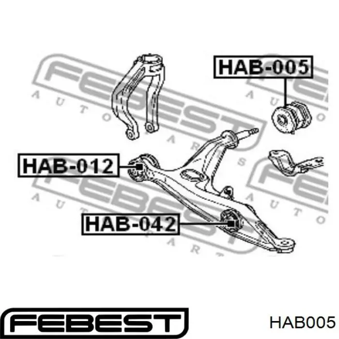 HAB005 Febest Сайлентблок нижнего переднего рычага