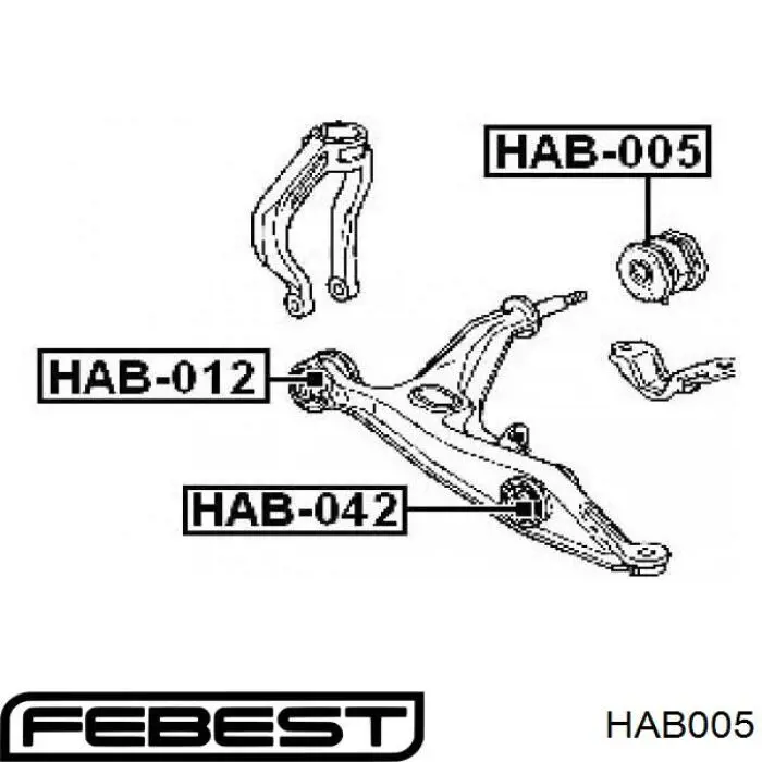 Silentblock de suspensión delantero inferior HAB005 Febest