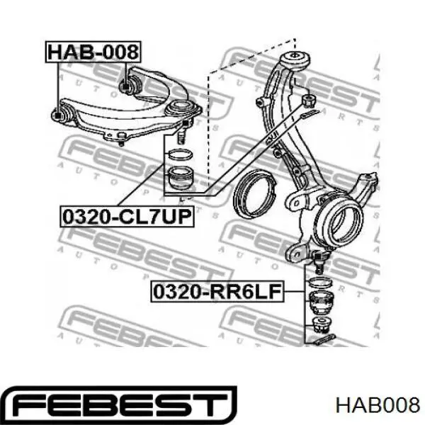 Silentblock de brazo de suspensión delantero superior HAB008 Febest