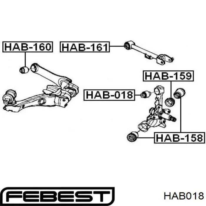 HAB018 Febest Полиуретановый сайлентблок заднего верхнего рычага