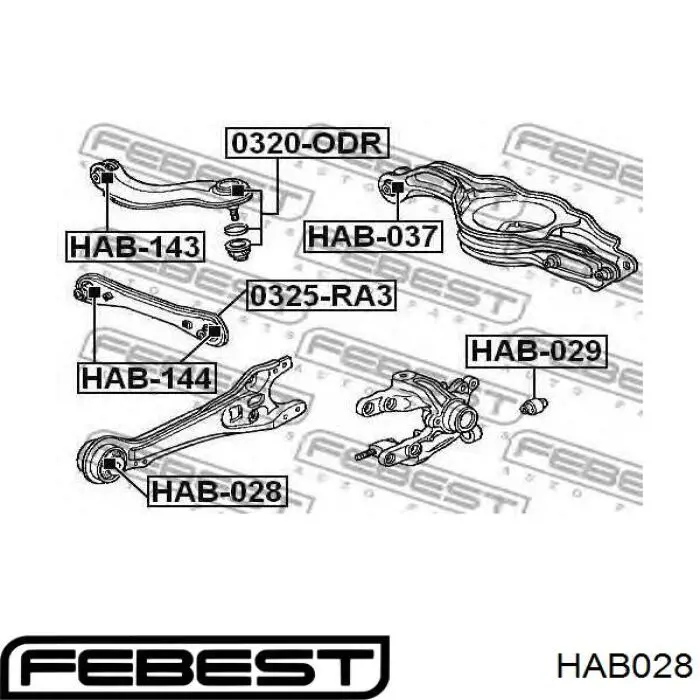 Купить HAB028 Febest Сайлентблок заднего продольного рычага передний