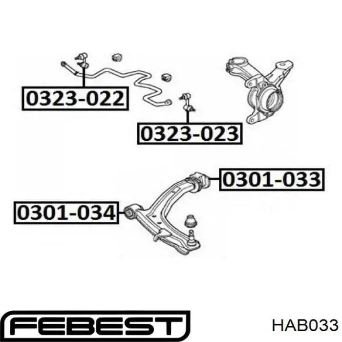 Сайлентблок переднего нижнего рычага Febest HAB033