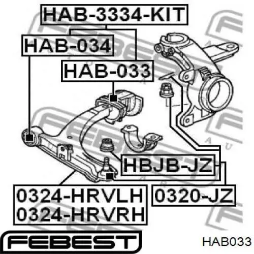 Купить HAB033 Febest Сайлентблок нижний передней подвески