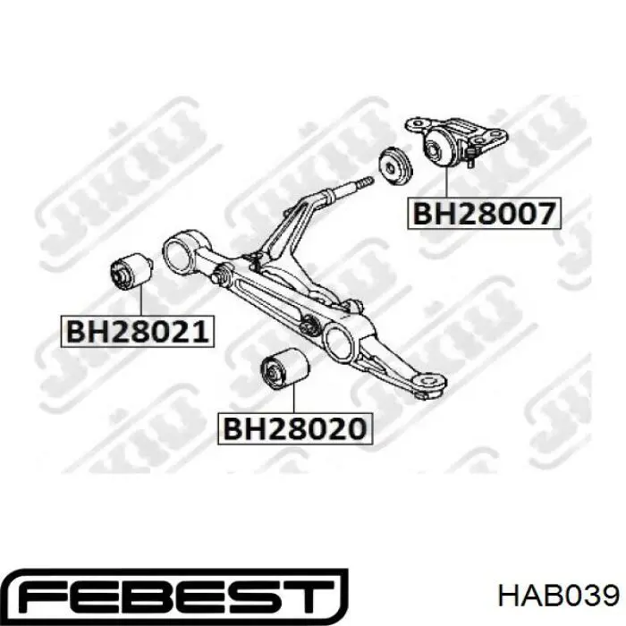 HAB039 Febest Сайлентблок нижнего переднего рычага