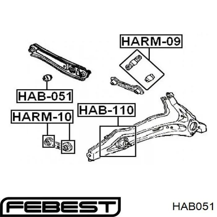 Купить HAB051 Febest Втулка заднего амортизатора
