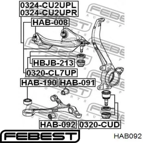 Сайлентблок передней подвески Febest HAB092 цена, от 8.61 USD