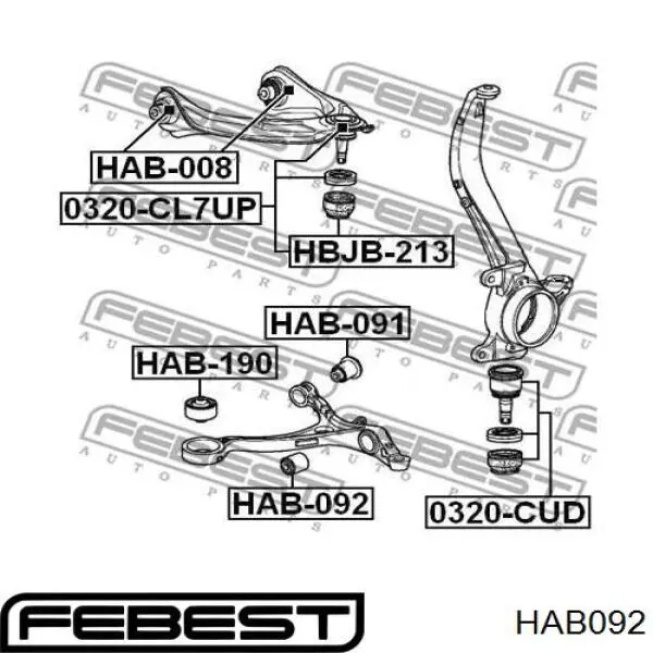 Сайлентблок переднего рычага HAB092 Febest