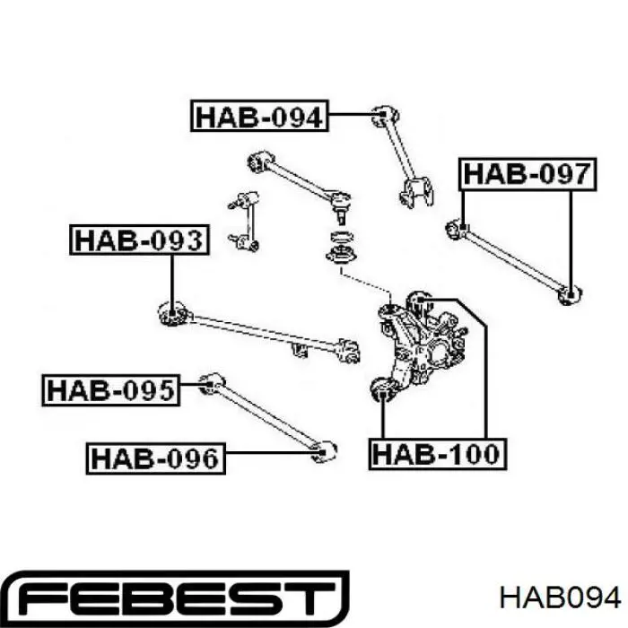 Сайлентблок заднего верхнего рычага HAB094 Febest