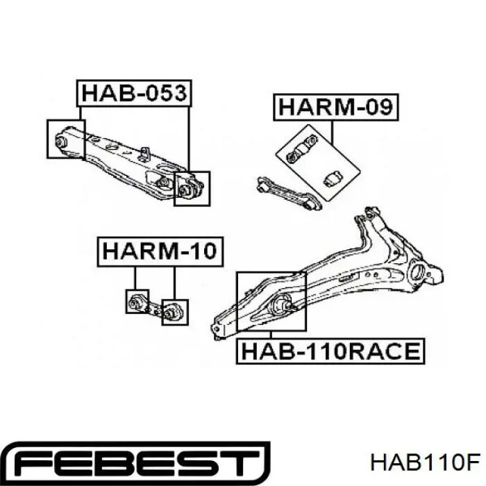 HAB110F Febest Сайлентблоки продольных рычагов передней подвески