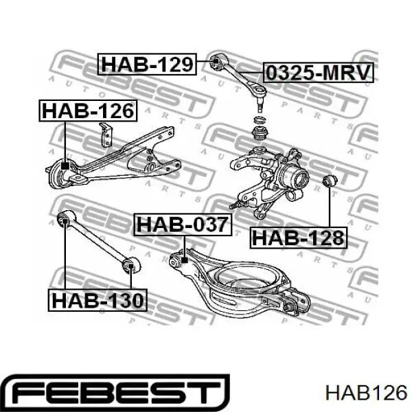 Купить HAB126 Febest Сайлентблок заднего продольного нижнего рычага