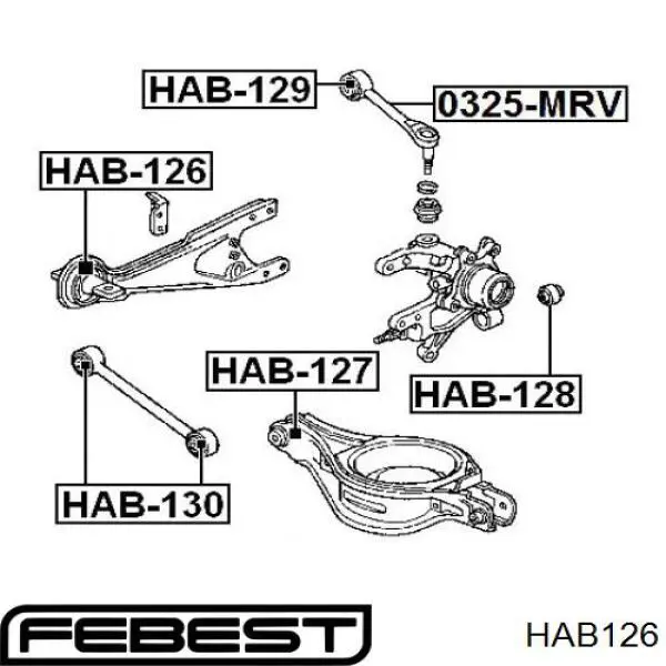 Suspensión, brazo oscilante, eje trasero, inferior HAB126 Febest