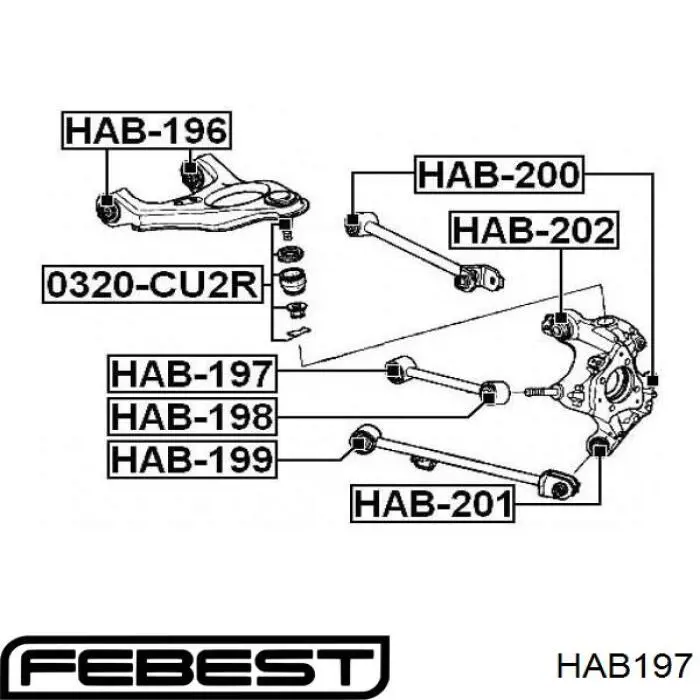 HAB197 Febest сайлентблок тяги поперечной (задней подвески)