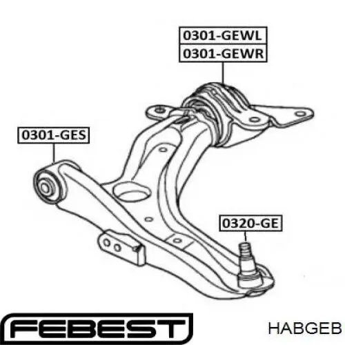 Сайлентблок переднего нижнего рычага HABGEB Febest