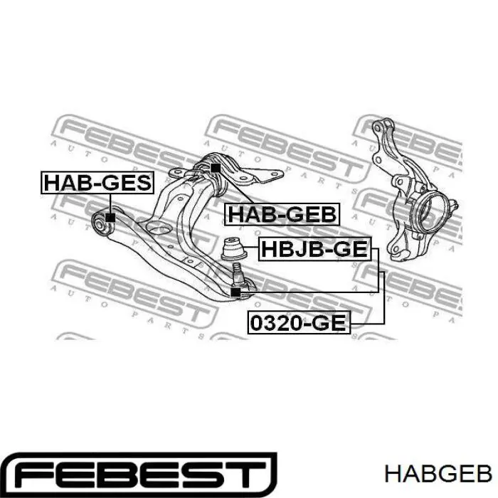 Купить HABGEB Febest Сайлентблок нижний передней подвески