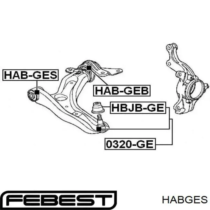 Купить HABGES Febest Сайлентблок нижний передней подвески