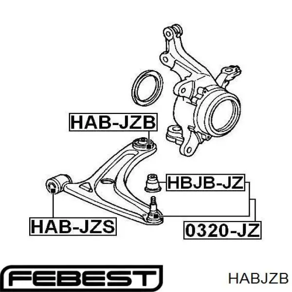 Купить HABJZB Febest Сайлентблок нижний передней подвески