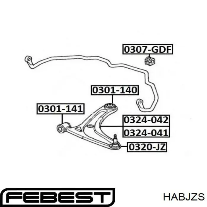 HABJZS Febest Сайлентблок нижнего переднего рычага