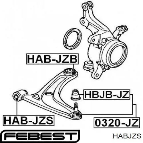 Купить HABJZS Febest Сайлентблок нижний передней подвески
