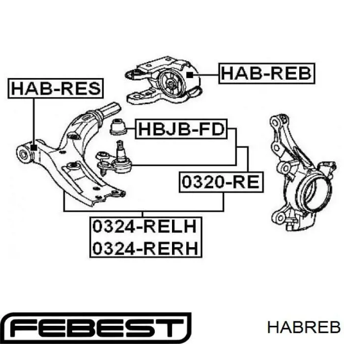 Купить HABREB Febest Сайлентблок нижний передней подвески
