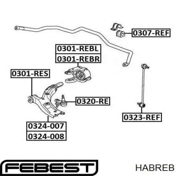 Сайлентблок переднего рычага HABREB Febest