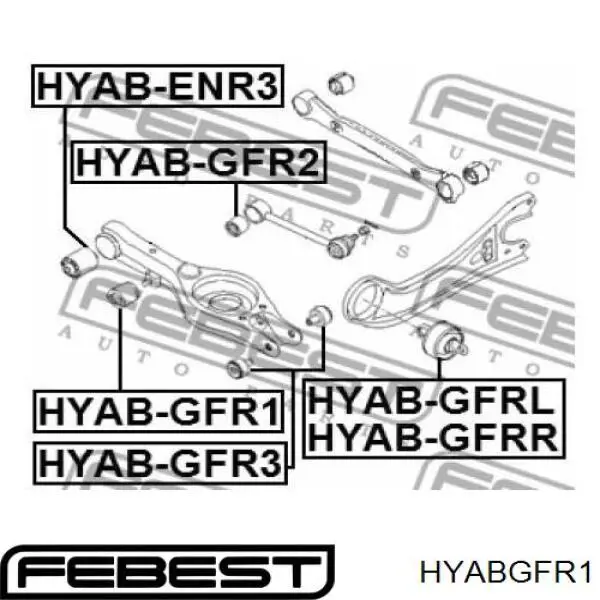 Сайлентблок задней поперечной тяги Febest HYABGFR1 цена, от 7.68 USD