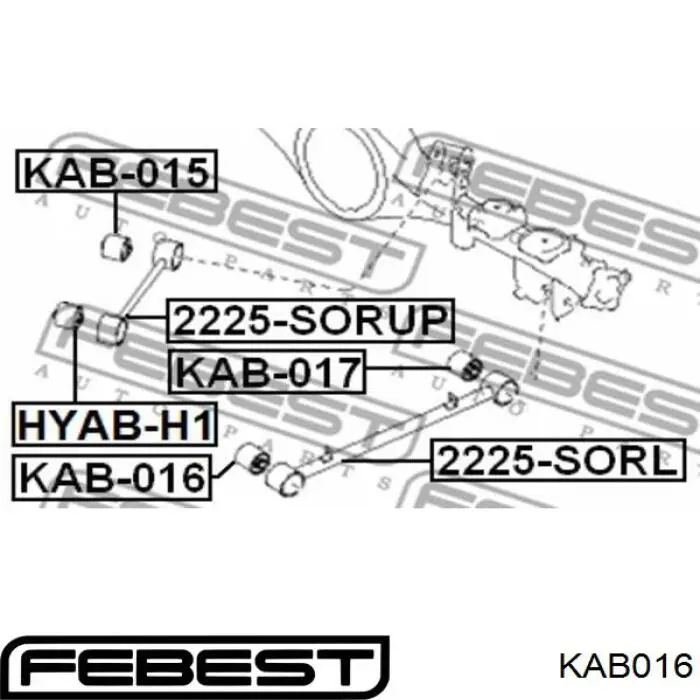 KAB016 Febest Сайлентблок задней тяги