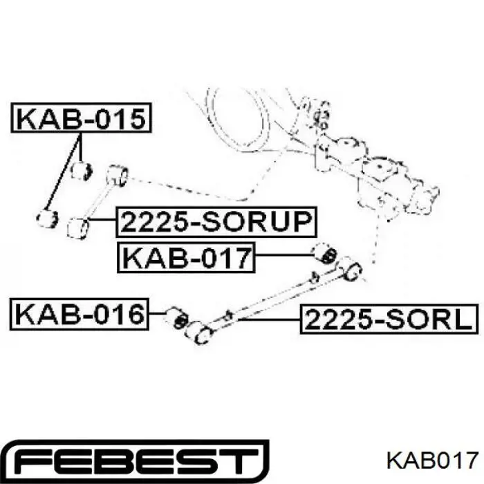 Suspensión, brazo oscilante, eje trasero, inferior KAB017 Febest