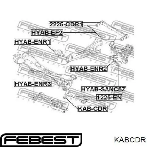KABCDR Febest Сайлентблок заднего поперечного рычага