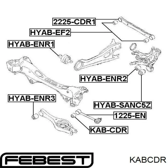 Сайлентблок заднего поперечного рычага KABCDR Febest