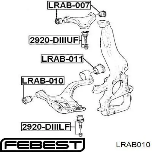 Сайлентблок переднего нижнего рычага LRAB010 Febest