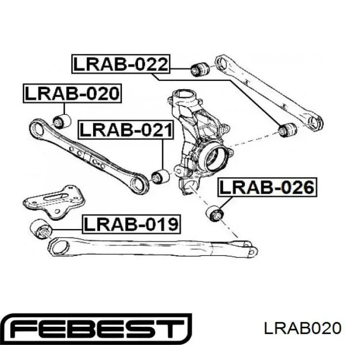 Купить LRAB020 Febest Сайлентблок тяги поперечной (задней подвески)