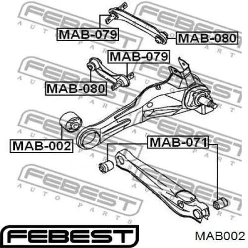 Купить MAB002 Febest Сайлентблок заднего продольного рычага передний