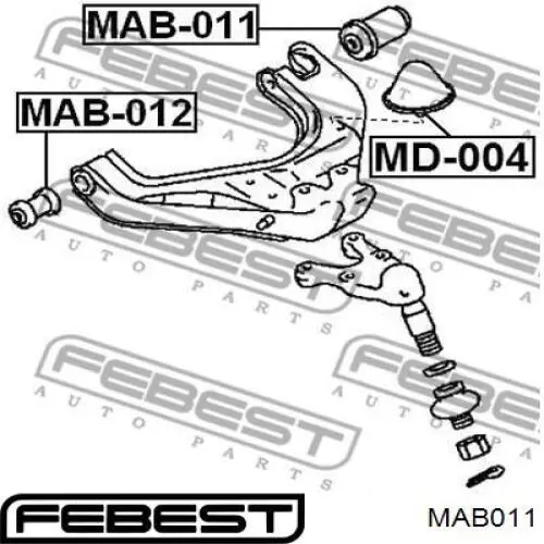 Купить MAB011 Febest Сайлентблок нижний передней подвески