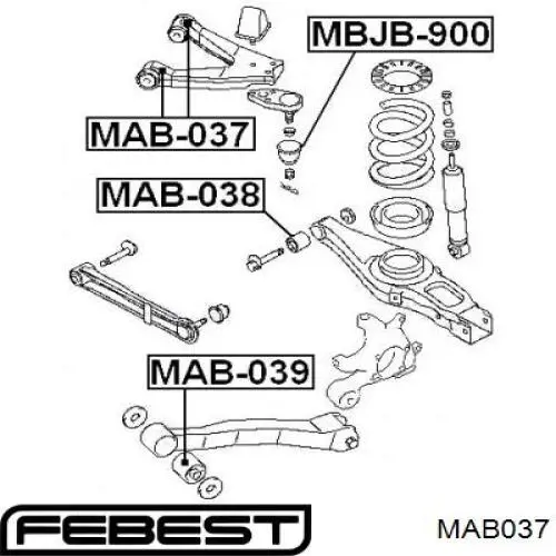 Сайлентблок верхнего заднего рычага Febest MAB037