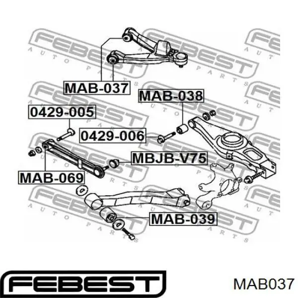 Купить MAB037 Febest Сайлентблок верхнего рычага