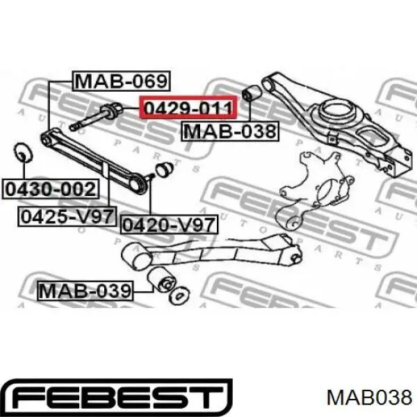 MAB038 Febest Сайлентблок задней тяги