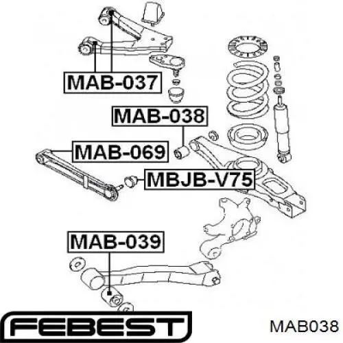 Сайлентблок заднего нижнего рычага MAB038 Febest