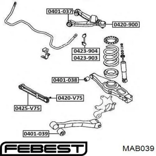 Сайлентблок заднего продольного нижнего рычага MAB039 Febest