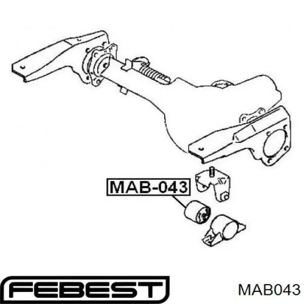 Сайлентблок траверсы крепления переднего редуктора левый MAB043 Febest