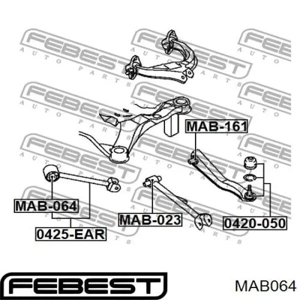 MAB064 Febest Сайлентблоки продольных рычагов передней подвески