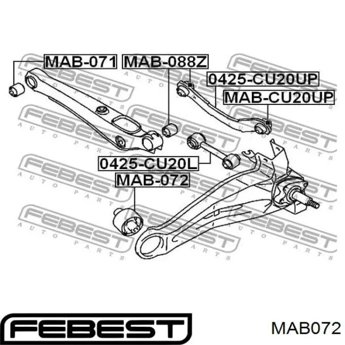 Купить MAB072 Febest Сайлентблок заднего продольного нижнего рычага