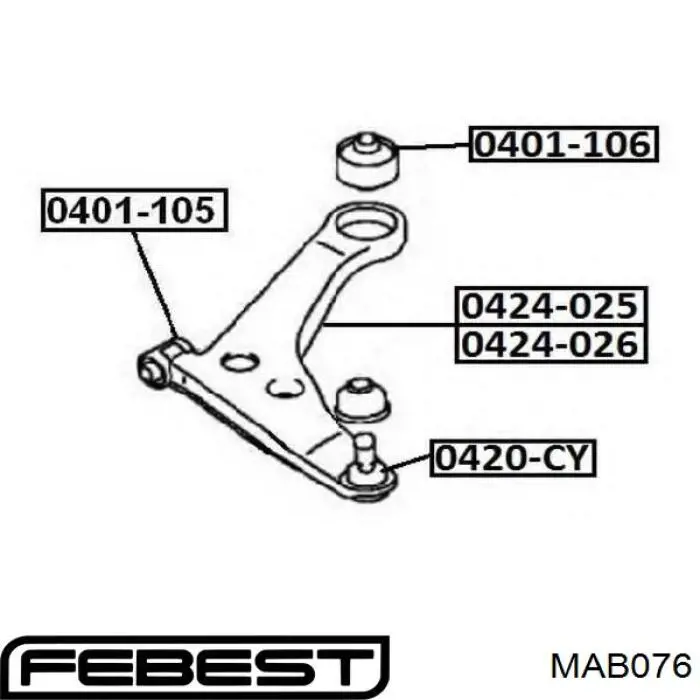 Сайлентблок переднего нижнего рычага Febest MAB076
