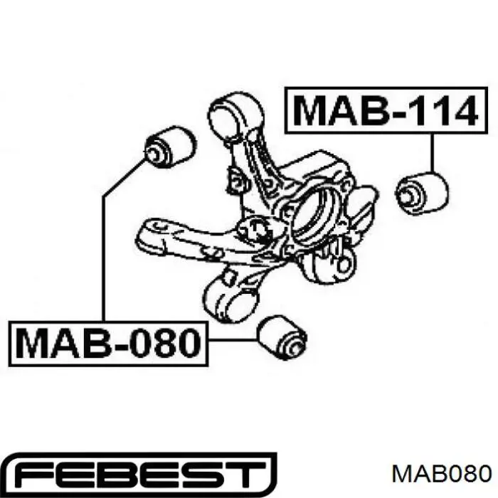 Купить MAB080 Febest Сайлентблок цапфы задней