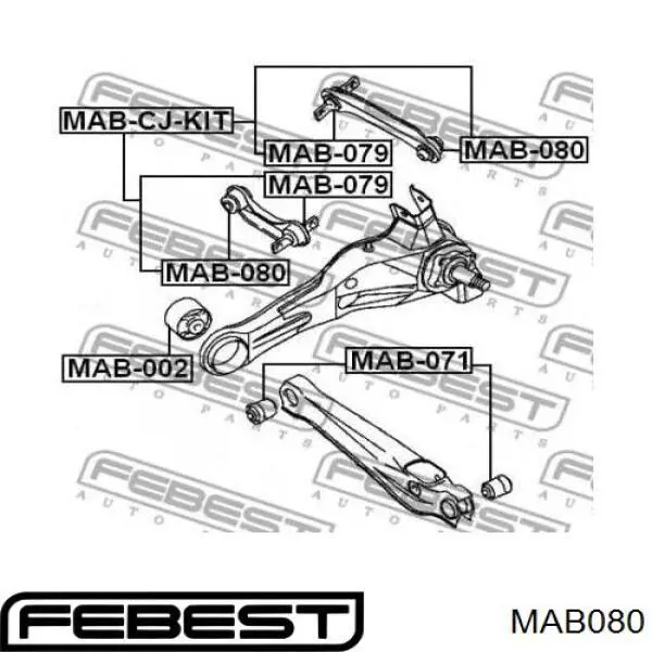 Сайлентблок цапфы задней MAB080 Febest