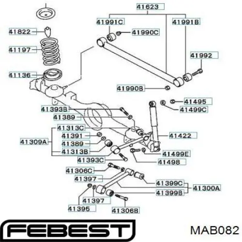 Сайлентблок поперечной тяги задней подвески Febest MAB082